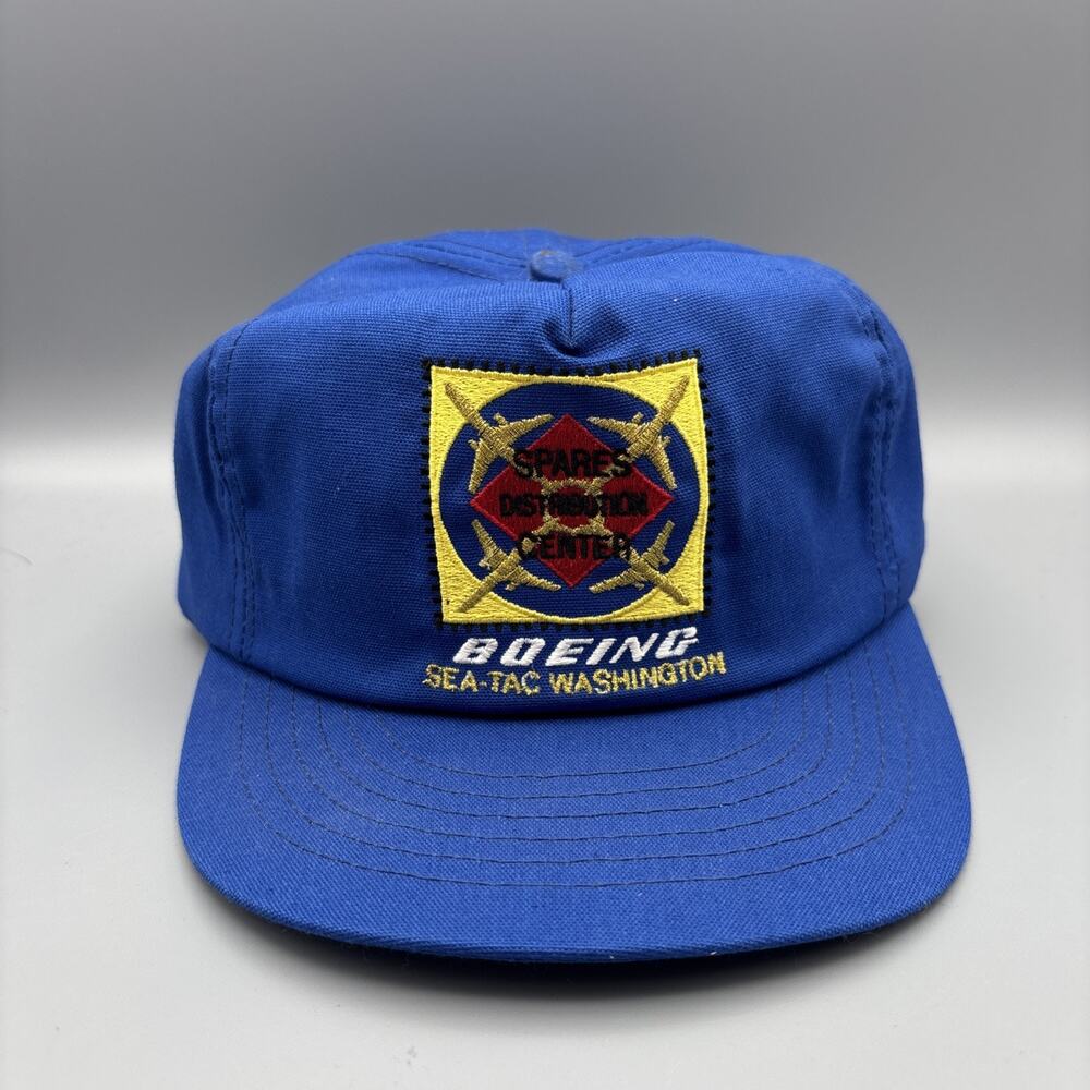 Boeing Washington Hat 80s Blue Vintage Adult Trucker Snapback Pilot Aviation